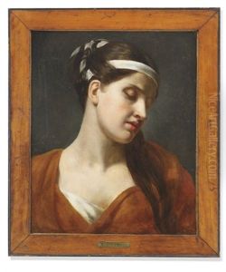 Portrait Of A Young Woman In A Brown Wrap, A White Ribbon Through Her Hair