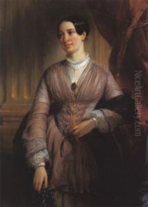 Portrait De Marie-eugenie Deveria, Fille De L'artiste by Eugene Francois Marie Joseph Deveria