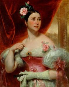 La Loge De Theatre by Eugene Francois Marie Joseph Deveria