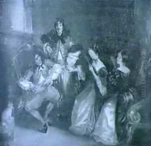 La Lecture De Moliere by Eugene Francois Marie Joseph Deveria