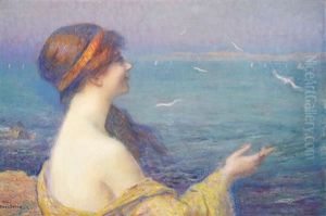 Jeune Femme Devant La Mer by Rene (Maire Leon) Devillario