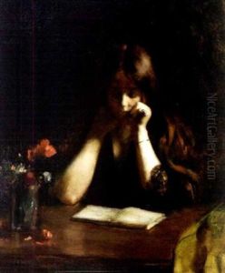 Jeune-fille A La Lecture by Rene (Maire Leon) Devillario