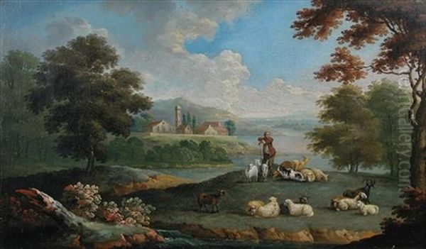 An Italianate Landscape With A Shepherd - view 1