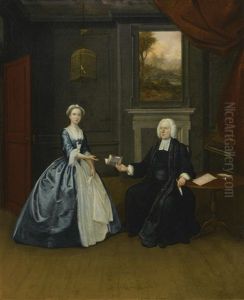 Portrait Of The Reverend Thomas D'oyly With His Wife, Henrietta Maria, Full-length In An Interior