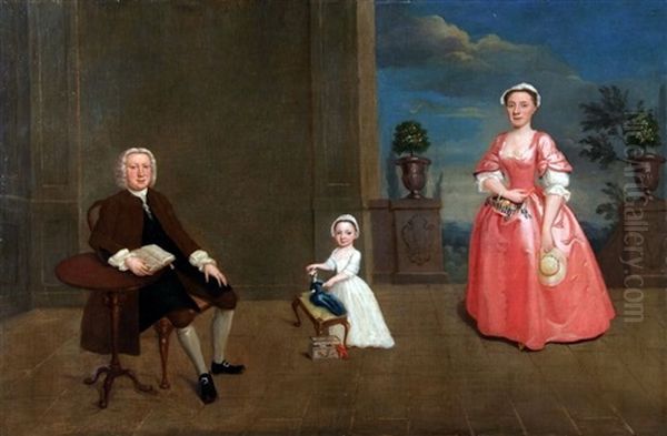 Interior, Gentleman Seated With His Wife And Child - view 1
