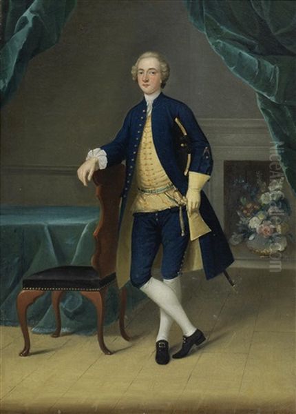 Portrait Of Mr. Thomas, Full-length, In A Blue Coat And Yellow Waistcoat, Standing In An Interior - view 1