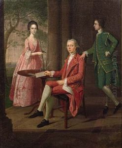 Three Figures Around A Table by Arthur Devis
