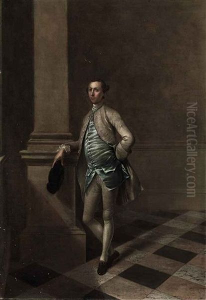 Portrait Of Sir Charles Chester, Of Chicheley, Buckinghamshire, In A Grey Suit And Blue Waistcoat, A Hat In His Right Hand, In An Interior - view 1