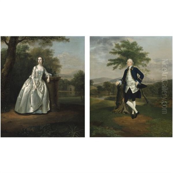 Portrait Of Edward Travers Of Trefalyn House (+ Ursula, His Wife; Pair) - view 1