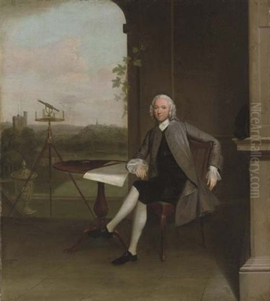 Portrait Of Jonas Hanway Seated At A Table, Beside A Surveyor's Theodolite And A Classical Urn - view 1