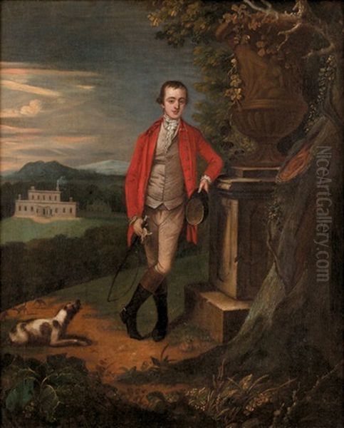Huntsman And His Hound By An Urn In A Landscape - view 1