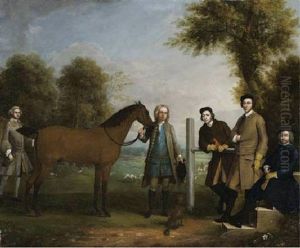 Group Portrait Including Edward Chester, Owner Of Cockenhatch, His Brother Peter, Governor Of Florida, A Groom And The Rev. William Andrew by Arthur Devis