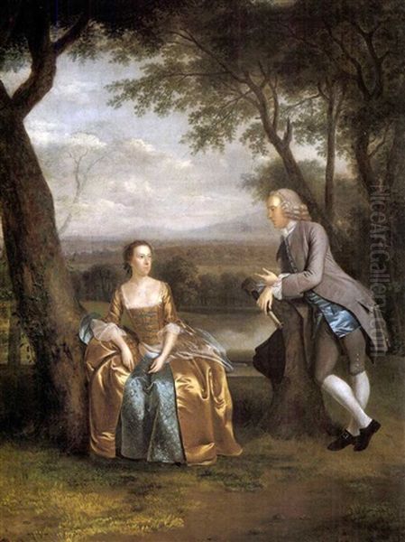 Group Portrait (daniel & Mary Swaine?) In A Wooded Landscape - view 1