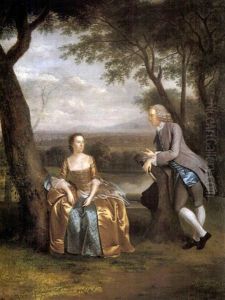Group Portrait (daniel & Mary Swaine?) In A Wooded Landscape by Arthur Devis