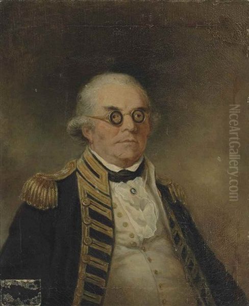 Portrait Of Admiral Peter Rainier In Naval Uniform And Wearing A Blue And White Cameo And Circular Spectacles - view 1
