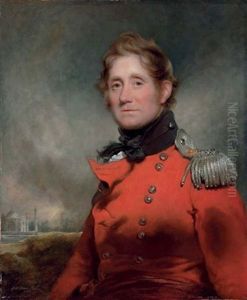 Portrait Of Major John Bradford In The Uniform Of The 21st Bengal Native Infantry, With The Taj Mahal Beyond by Arthur William Devis