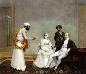 Portrait Of Judge Suetonius Grant Heatly And Temperance Heatly With Their Indian Servants, In An Interior In Calcutta