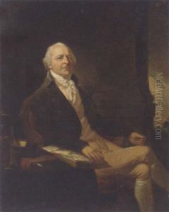 Portrait Of A Gentleman, Seated, In A Black Jacket, White Cravat And Waistcoat, With Some Books And A Medical Jar Beside Him