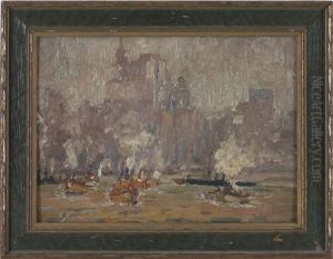 New York From The East River by Frederik Usher Devoll