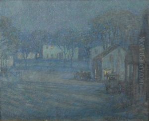 New England Village Moonlight by Frederik Usher Devoll