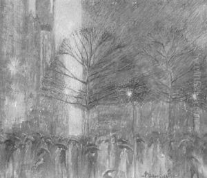 Evening Shower Fifth Avenue At The Plaza, New York by Frederik Usher Devoll