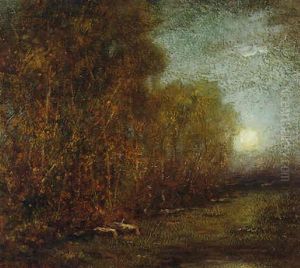 Moon Rising Over A Forest Clearing by Charles Melville Dewey