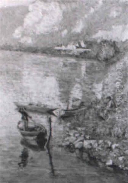 Coastal Scene With Figures And Boats In A Cove - view 1