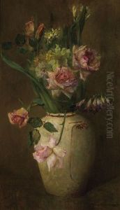 Springflowers With Roses, Daffodils And Larkspur Springflowers With Roses, Daffodils And Larkspur