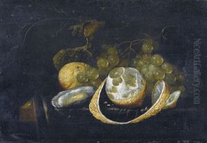 Stillleben Mit Trauben, Zitrone Und Auster by Guilliam van Deynum
