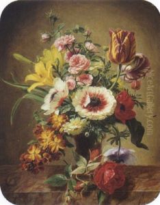 Nature Morte Au Bouquet De Fleurs Sur Un Entablement by Georges Deyrieux