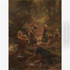 Washerwomen by Theophile-Louis Deyrolle