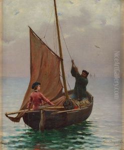 Depart Et Retour De Peche A Concarneau (2 Works) by Theophile-Louis Deyrolle