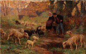 Les Gardiens Et Leur Troupeau by Theophile-Louis Deyrolle