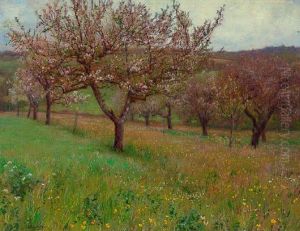 Bluhender Kirschbaumhain by Theophile-Louis Deyrolle