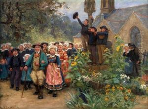 La Procession Bretonne by Theophile-Louis Deyrolle
