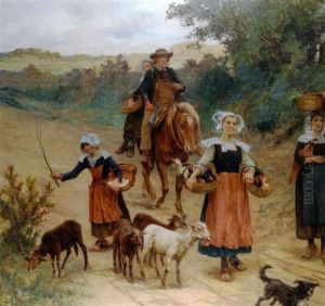 Le Retour Du Marche En Bretagne by Theophile-Louis Deyrolle