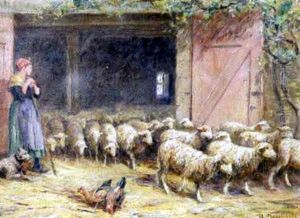La Gardienne De Moutons by Theophile-Louis Deyrolle
