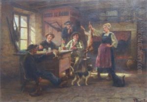 Repas Des Chasseurs by Theophile-Louis Deyrolle