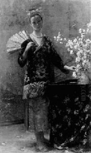 Jeune Chinoise A L'eventail by Theophile-Louis Deyrolle