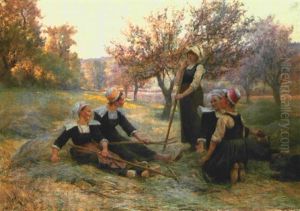 La Fin De La Journee Des Faneuses by Theophile-Louis Deyrolle