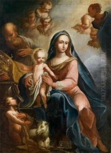 Die Heilige Familie Mit Dem Johannesknaben Und Engeln by Johann Leopold Deyssinger