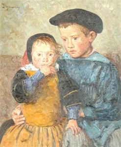 Frere Et Soeur, Les Jeunes Bretons by Emile Alfred Dezaunay
