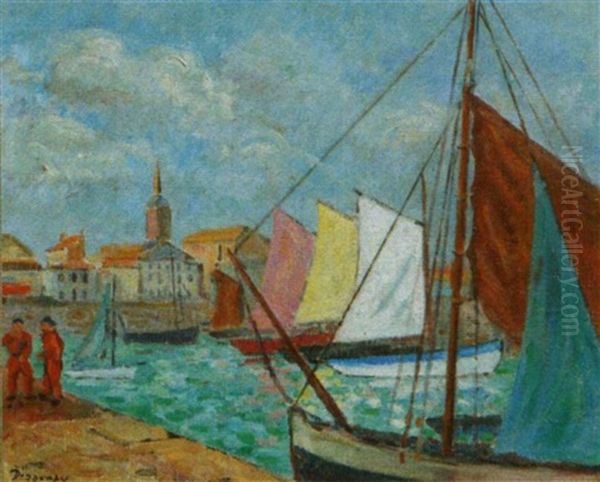 Barques De Peche Sous Voiles Dans Le Port Des Sables D'olonne - view 1