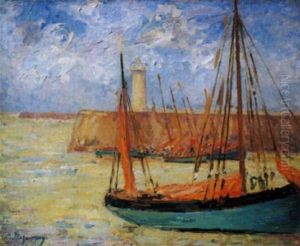 Barque A L'entree De St. Gilles Croix De Vie by Emile Alfred Dezaunay