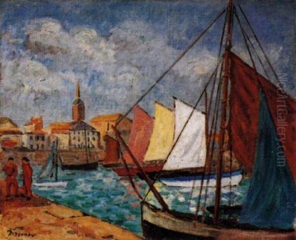 Barques De Peches Sous Voiles Dans Le Port Des Sables D'olonne - view 1