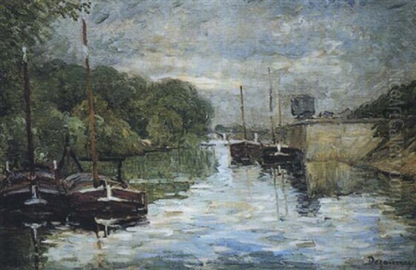 Barques Sur Le Canal, Chalands Pres De L'ile De La Jatte - view 1