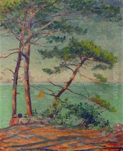 Bord De Mer Aux Pins Et A La Voile Jaune thumbnail