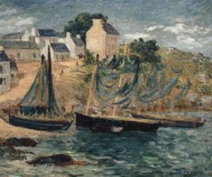 Barques Sardinieres A Port Manech by Emile Alfred Dezaunay