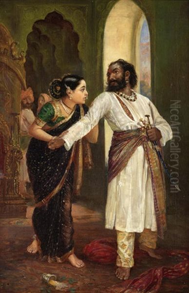 A Nobleman And A Maiden In A Palace Interior - view 1