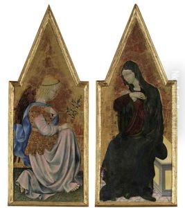 The Annunciation: The Archangel Gabriel (+ The Virgin Annunciate; 2 Works) by Giovanni di Paolo